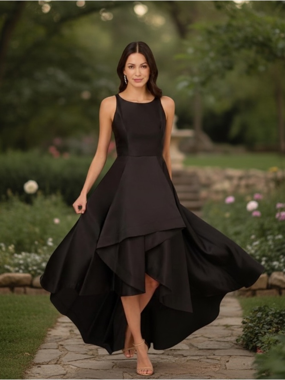 Adrianna Papell Mikado High Low Gown Sz 12